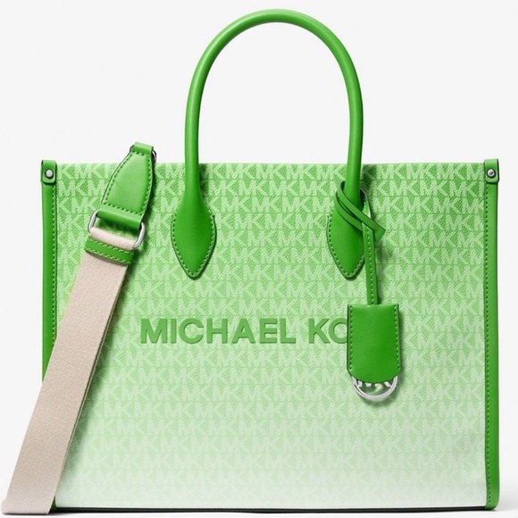 Michael Kors Mirella Small Ombré Signature Logo Crossbody Bag Jungle Green - Picture 1 of 9